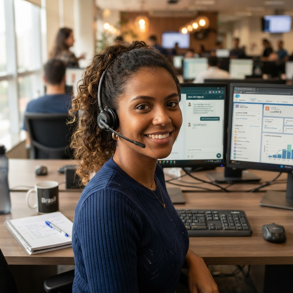 Agente de suporte da Giga+ Fibra disponível para atendimento