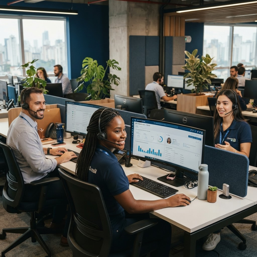 Equipe de suporte da Giga+ Fibra